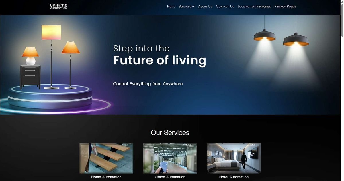 UpHome Automation website built by Growtactics